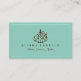 Modern & Minimal Bakery Floral Tart Logo Aquamarin Visitenkarte