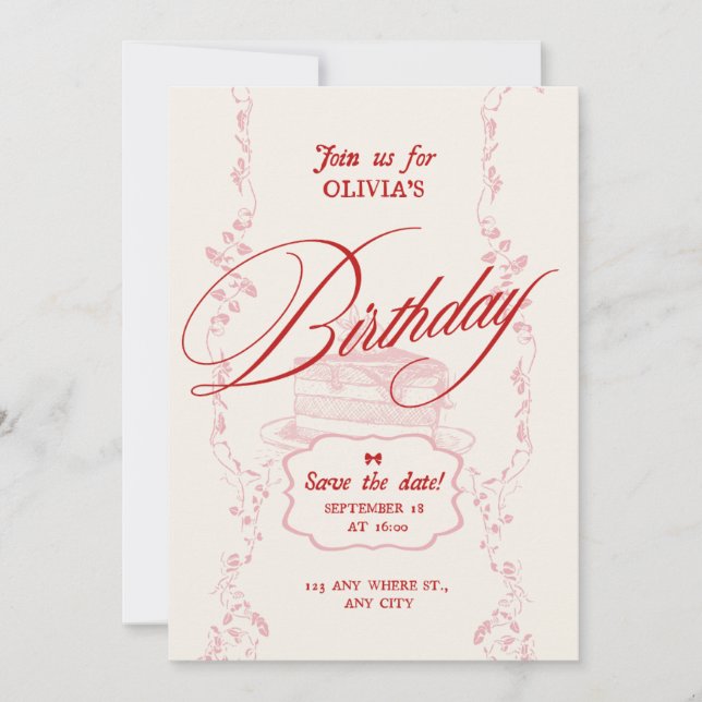 Modern Minimal Birthday Invitation |Girls Birthday Einladung (Vorderseite)