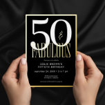 Modern Minimal Black Fifty & Fabulous Birthday Folieneinladung<br><div class="desc">Modern and chic, this Fifty and Fabulous birthday invitation combines classic black and white with accents of real gold foil. Its minimal design is a simple and fun way to celebrate the milestone birthday. This version of the card has a whimsical small polka dot back. Created by Simply Farmhouse Press....</div>