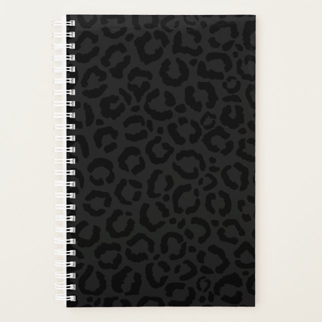 Modern Minimal Black Leopard Print Planer (Vorderseite)