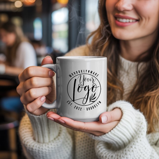 Modern Minimal black Your Logo Social Business Kaffeetasse (Modern Minimal black Your Logo Social Business Coffee Mug)