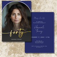 Modern Minimal Blue Arch Fortieth Birthday