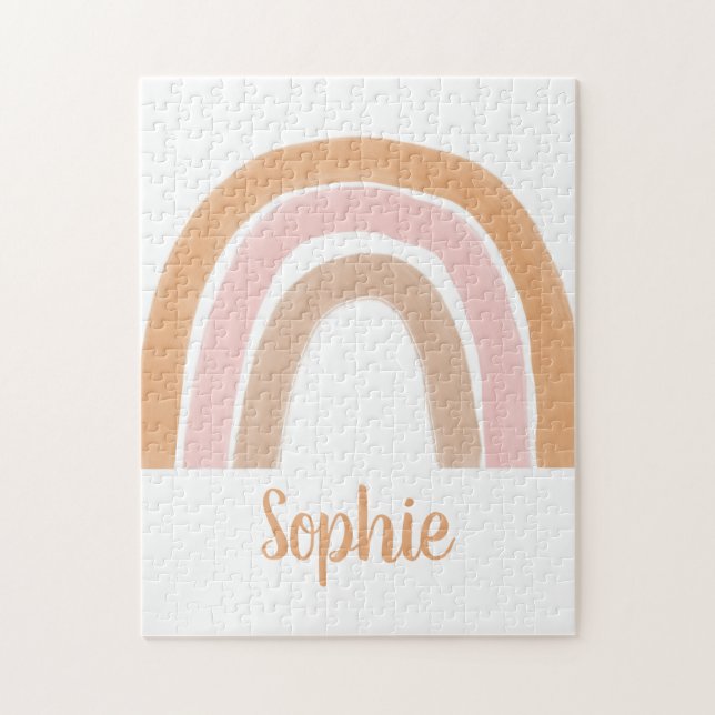 Modern Minimal Boho Chic Rainbow Name Puzzle (Vertikal)