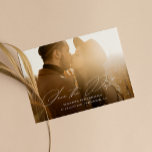 Modern Minimal Calligraphy Script Full Photo Save The Date<br><div class="desc">Featuring stylish script and elegant fonts with a fading transparent gradient over the photo to highlight the text . Add additional details to the back.</div>