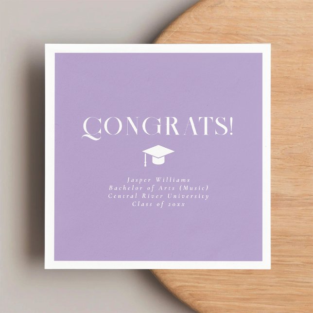 Modern Minimal Chic Graduation Party Lavender Serviette (Von Creator hochgeladen)
