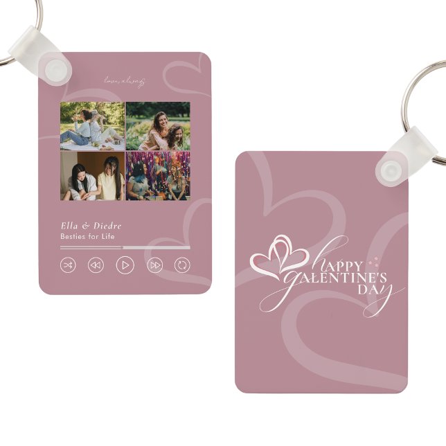 Modern Minimal Chic Music Player Photo Galentines Schlüsselanhänger (Von Creator hochgeladen)