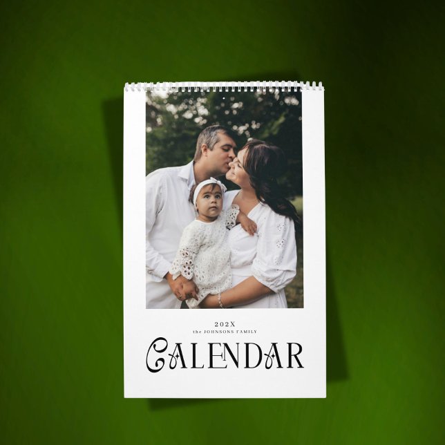 Modern Minimal Chic Typography Custom Family Photo Kalender (Von Creator hochgeladen)