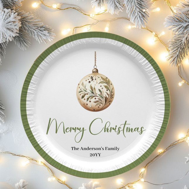 Modern Minimal Christmas Custom Family Paper Plate Pappteller (Modern Minimal Christmas Custom Family Paper Plates)