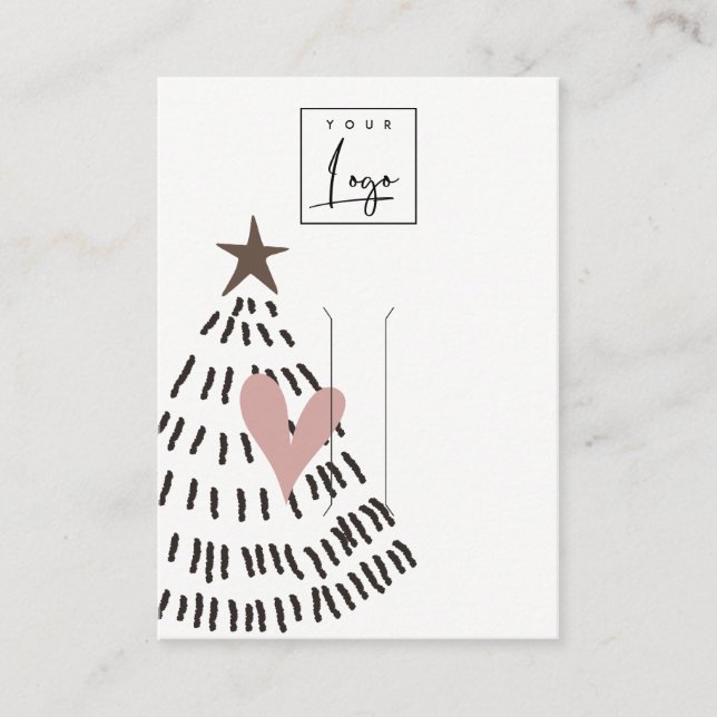 Modern Minimal Christmas Tree Heart Hairpin Logo Visitenkarte (Vorderseite)