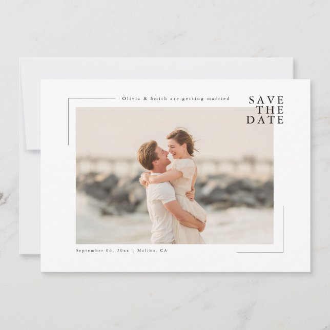 Modern Minimal Coastal Photo Wedding Save the Date (Vorderseite)