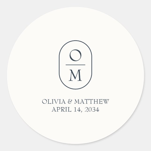Modern Minimal Couple Monogram Wedding Sticker (Vorderseite)