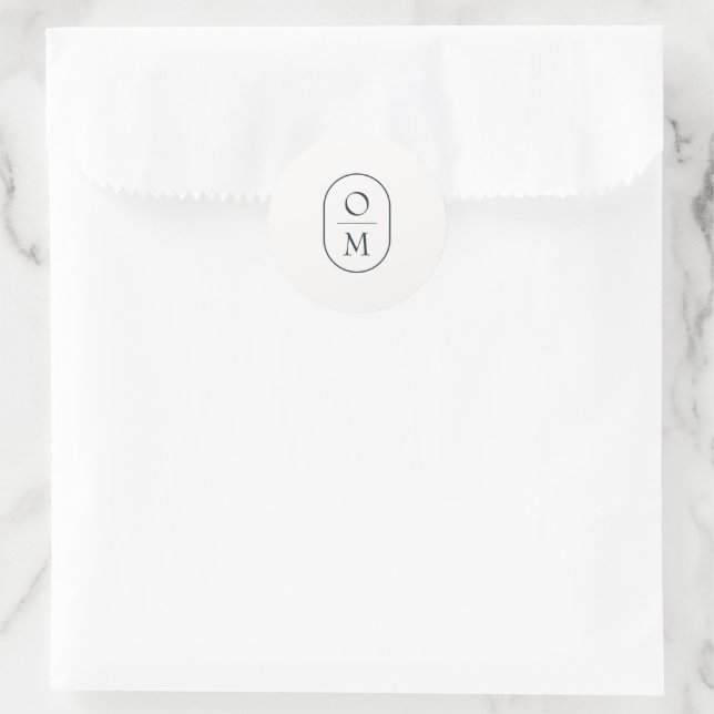 Modern Minimal Couple Monogram Wedding Sticker (Tasche)