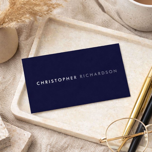 MODERN & MINIMAL Dark Navy Blue Visitenkarte (Von Creator hochgeladen)