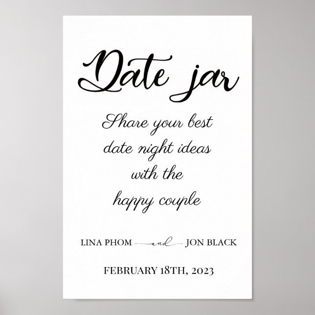 Modern Minimal Date Jar Bridal Shower Activity  Poster (Vorne)