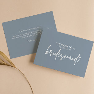 Modern Minimal Dusty Blue Bridesmaid Vorschlag Car
