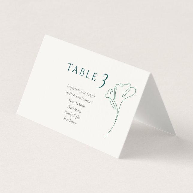 Modern Minimal Emerald Ivory Wedding Place Cards (Vorderseite)