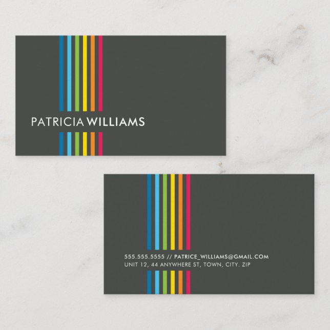 MODERN MINIMAL farbenfrohe, einfache Regenbogenstr Visitenkarte (Vorne/Hinten)
