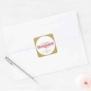 MODERN Minimal festliche rote Gold glücklichsten U Quadratischer Aufkleber