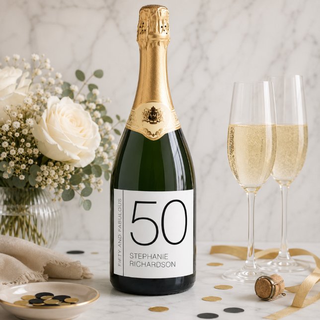 Modern Minimal Fifty and Fabulous 50. Geburtstag (Add name to customize, see collection for matching items)