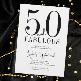 Modern Minimal Fifty and Fabulous 50th Birthday Einladung
