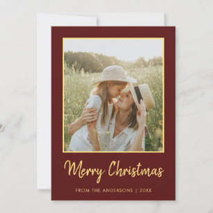 Modern Minimal frohe Weihnachten Burgund und Gold