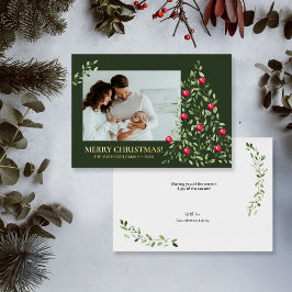 Modern Minimal frohe Weihnachten Foliage Green Gol Folien Feiertagskarte