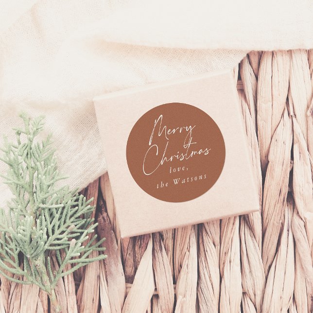 Modern Minimal frohe Weihnachtsrost Runder Aufkleber (Von Creator hochgeladen)