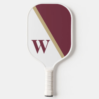 Modern Minimal Garnet Gold White Uni Monogram Pickleball Schläger
