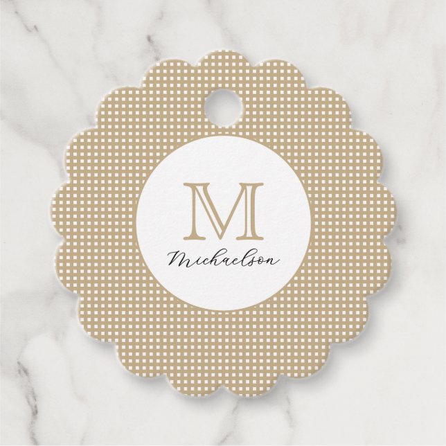 Modern Minimal Gold Elegant Monogram Geschenkanhänger (Vorderseite)