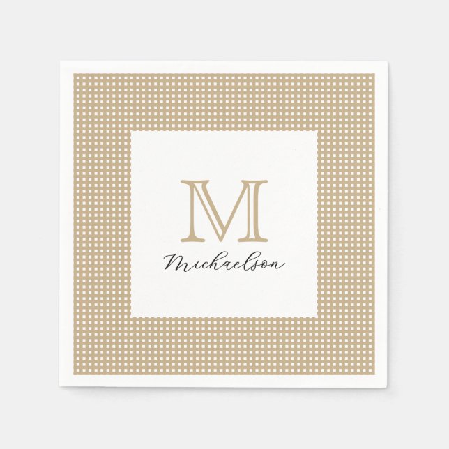 Modern Minimal Gold Elegant Monogram Serviette (Vorderseite)