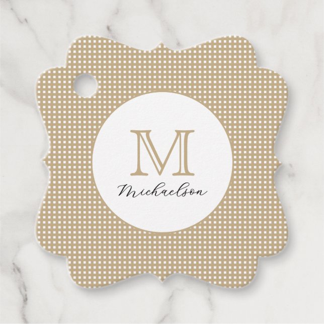 Modern Minimal Gold Monogram Geschenkanhänger (Vorderseite)