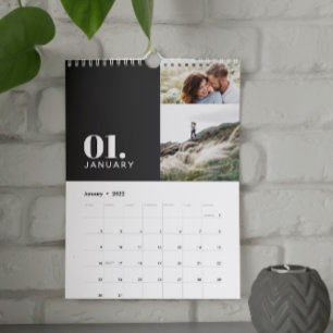 Modern minimal grey multi photo family kalender