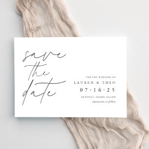 Modern Minimal Hand Lettered Script Save The Date