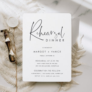 Modern Minimal Handwritten Script Rehearsal Dinner Einladung