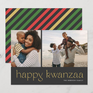 Modern Minimal Happy Kwanzaa Zwei-Foto-Ferienwagen Feiertagskarte