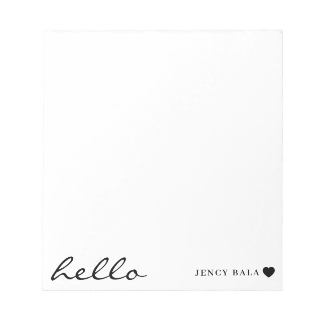 Modern Minimal Heart Clean White Design Notizblock (Vorderseite)