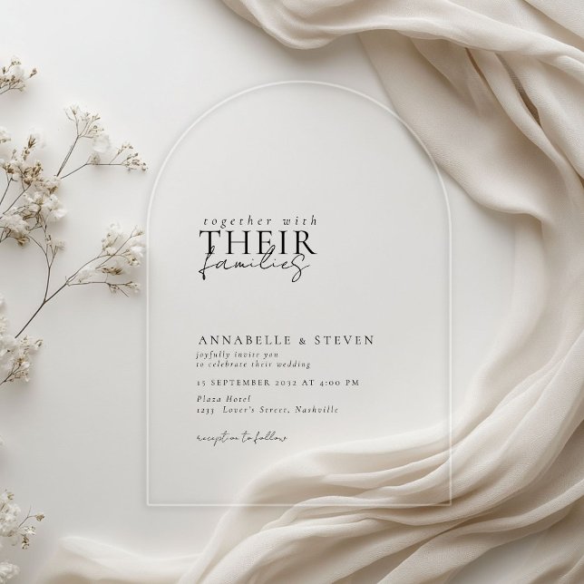 Modern, minimal, Hochzeit Acryleinladungen (Modern, minimal, handwriting font, Acrylic Arch Wedding Invitation.)
