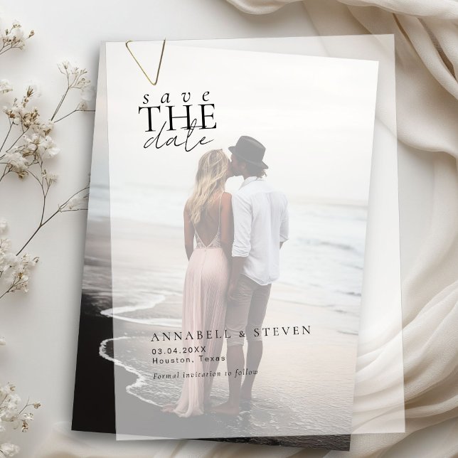 Modern, minimal, Hochzeit, Save the Date (Modern, Minimal, Wedding, Save the Date Vellum Invitations)