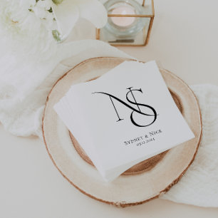 Modern Minimal Hochzeitsmonogramm Serviette