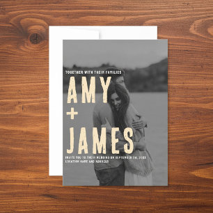 Modern Minimal Ihr Foto und QR Code Hochzeit Einladung