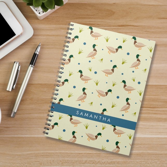 Modern Minimal Mallard Duck Pattern Notebook Notizblock (Von Creator hochgeladen)