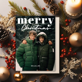 Modern Minimal Merry Christmas 1 Foto Elegant Feiertagskarte