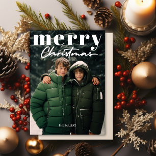 Modern Minimal Merry Christmas 1 Foto Elegant Feiertagskarte
