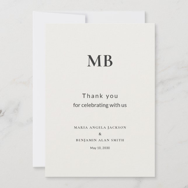 Modern Minimal Micro Wedding Dankeskarte (Vorderseite)
