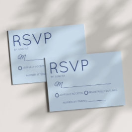 Modern Minimal Minimalist Blue Wedding RSVP Karte