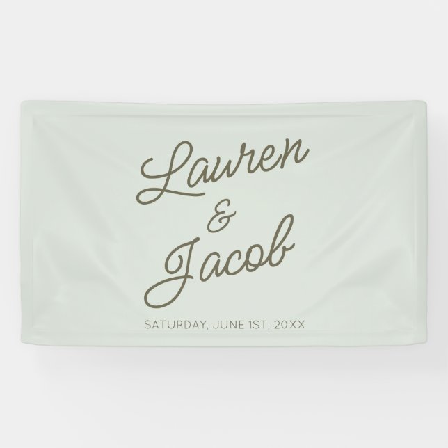 Modern Minimal Minimalist Green Wedding Banner (Horizontal)
