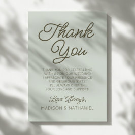 Modern Minimal Minimalist Sage Green Wedding Dankeskarte