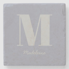 Modern Minimal Monogram, Anfangsgrauer Name Steinuntersetzer