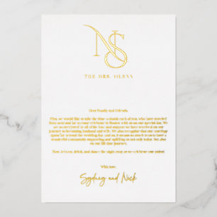 Modern Minimal Monogram-Hochzeitstisch Dankeschö Folieneinladung