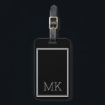 Modern Minimal Monogram Initials Frame Black  Gepäckanhänger<br><div class="desc">Modern Minimal Monogram Initials Frame Black Luggage Tag</div>